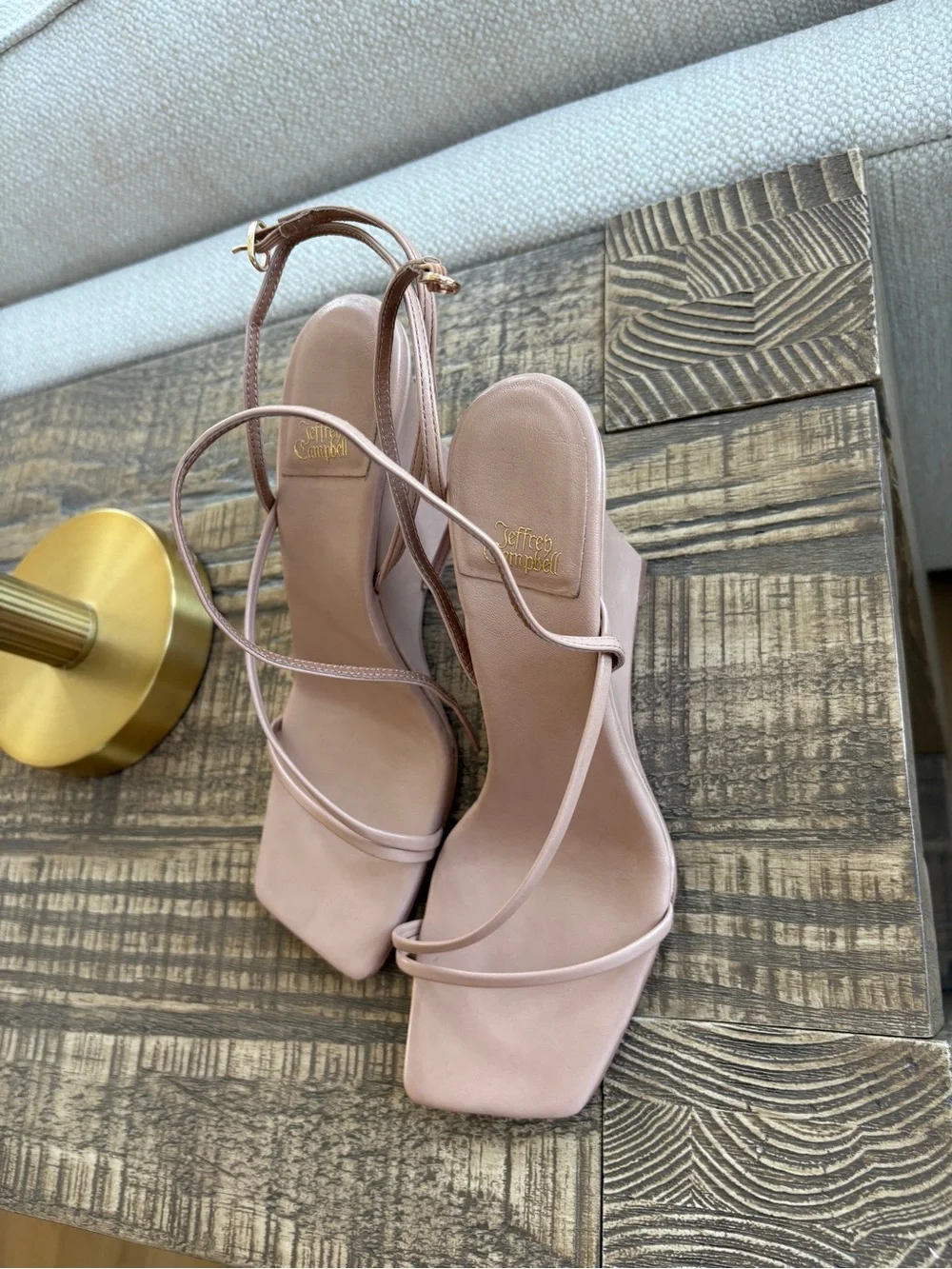 Jeffrey Campbell Strappy Wedge Sandals in Dusty Rose or neutral blush!